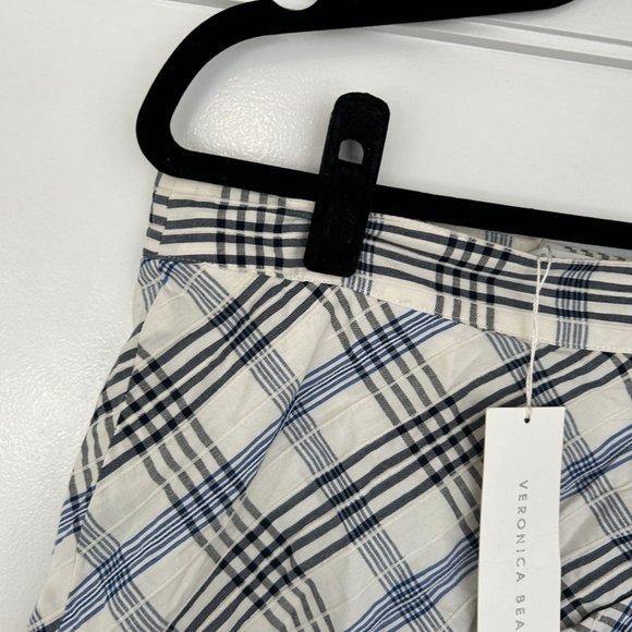 NWT Veronica Beard Kaia Check Ruffle Tie-waist Mini Skirt Sz 12 Blue Plaid - Picture 9 of 11